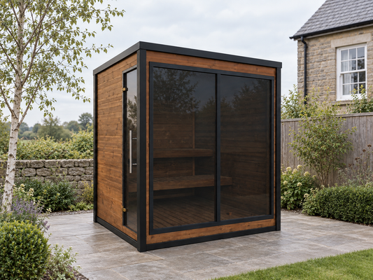 Outdoor Sauna Usko M in a UK home setting