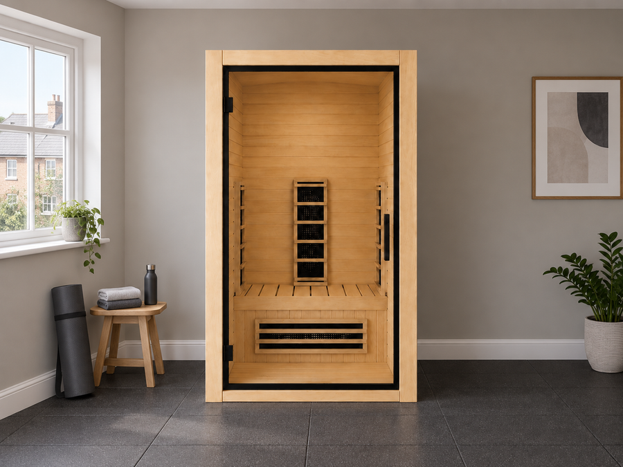 Aura 110 Infrared Sauna in a UK home setting