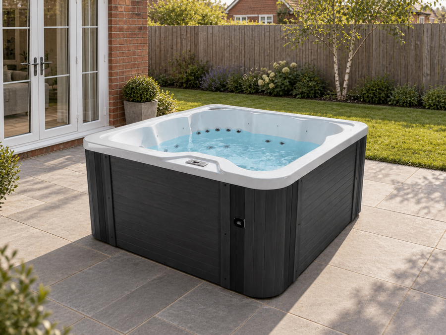 Vellamo L Outdoor Spa in a UK home setting