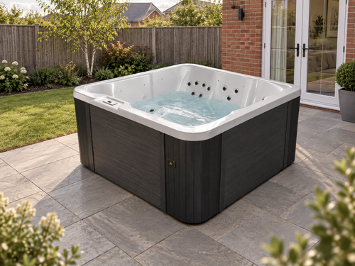 Vellamo M Outdoor Spa in a UK home setting