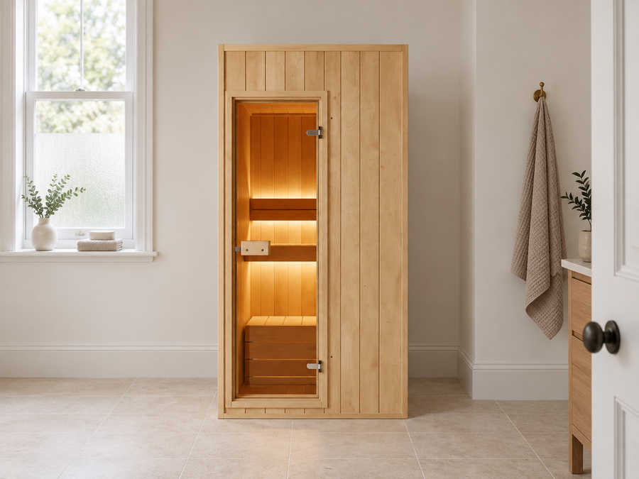 Indoor Sauna Aisti 120 in a UK home setting