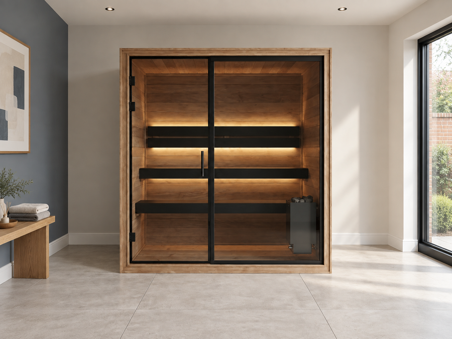 Thermo Black 220 Indoor Sauna in a UK home setting